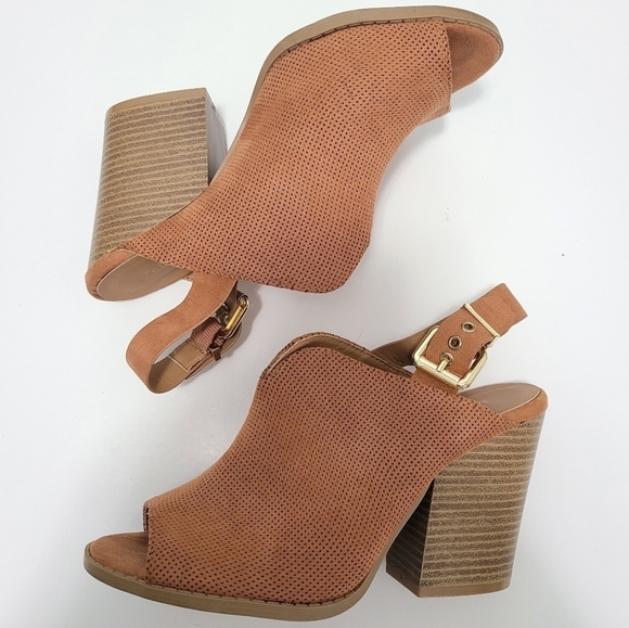 Altar'd State Faux Suede Peep Toe Sling Back Shooties - Picture 4 of 9